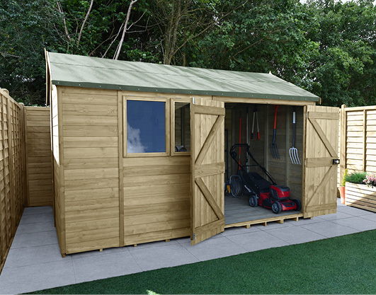 Forest Garden DTS Timberdale 12 X 8 Reverse Dble Dr Shed 