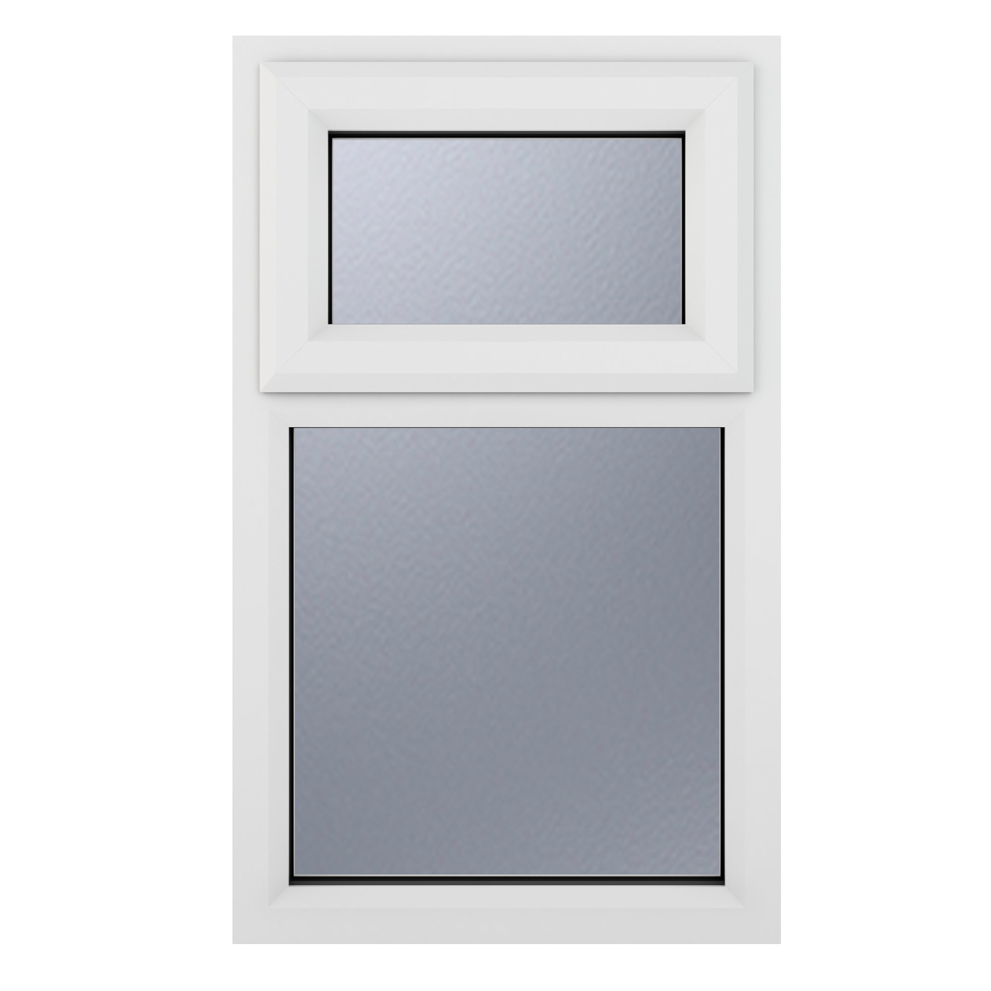 Crystal uPVC Window White A Rated Top Hung Opener Over Fixed Light 905mm x 965mm Obscure Glazing