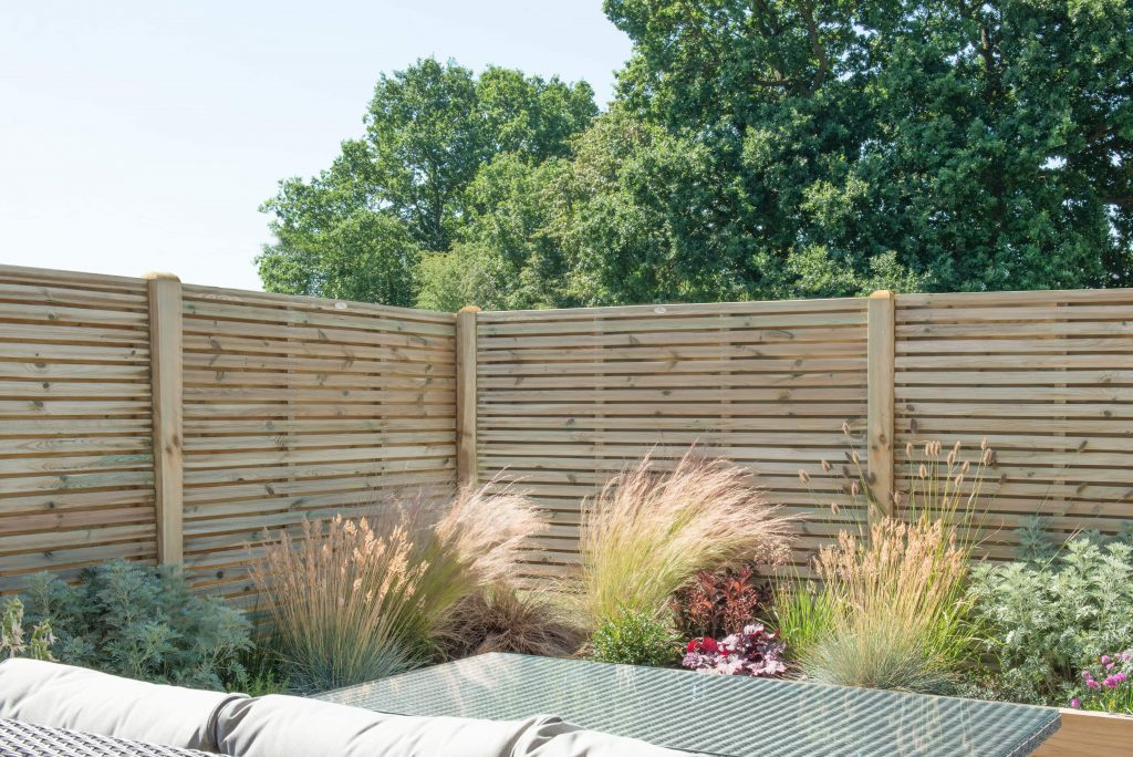 Forest Garden DTS 1.8m x 1.5m Pressure Treated Contemporary Double Slatted Fence Panel  - Pack of 3 