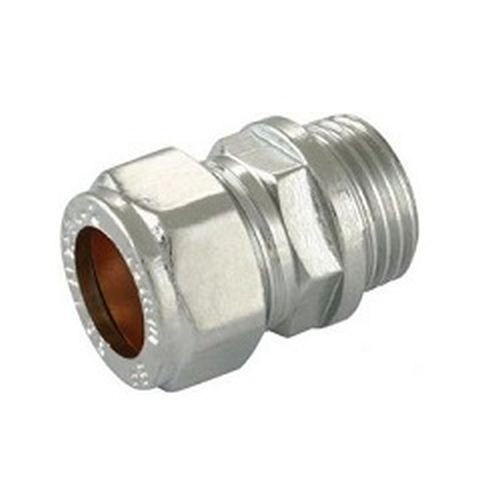 15mm Chrome Compression Male Iron Coupling 15mm x 1/2"