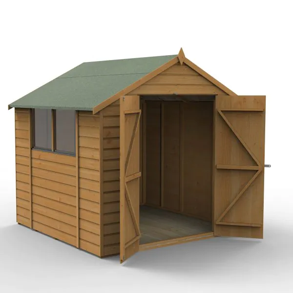 Forest Garden DTS Shiplap Dip Treated 7x7 Apex Shed - Double Door 