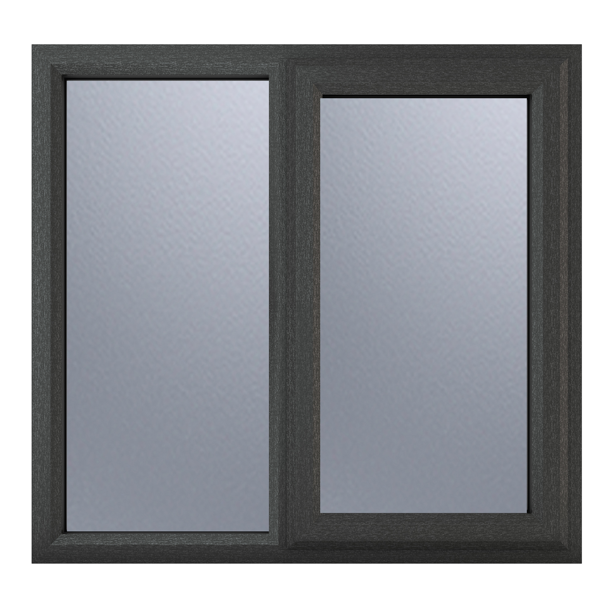 Crystal uPVC Window Grey 7016 external White Internal A Rated Right Hand Side Hung Next to a Fixed Light 1190mm x 1040mm Obscure Glazing