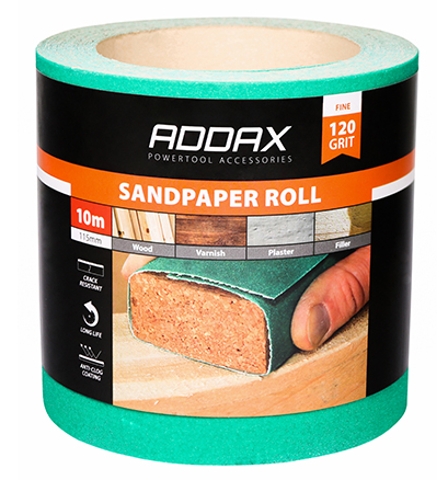 TIMCO Sandpaper Roll 120 Grit Green - 115mm x 10m