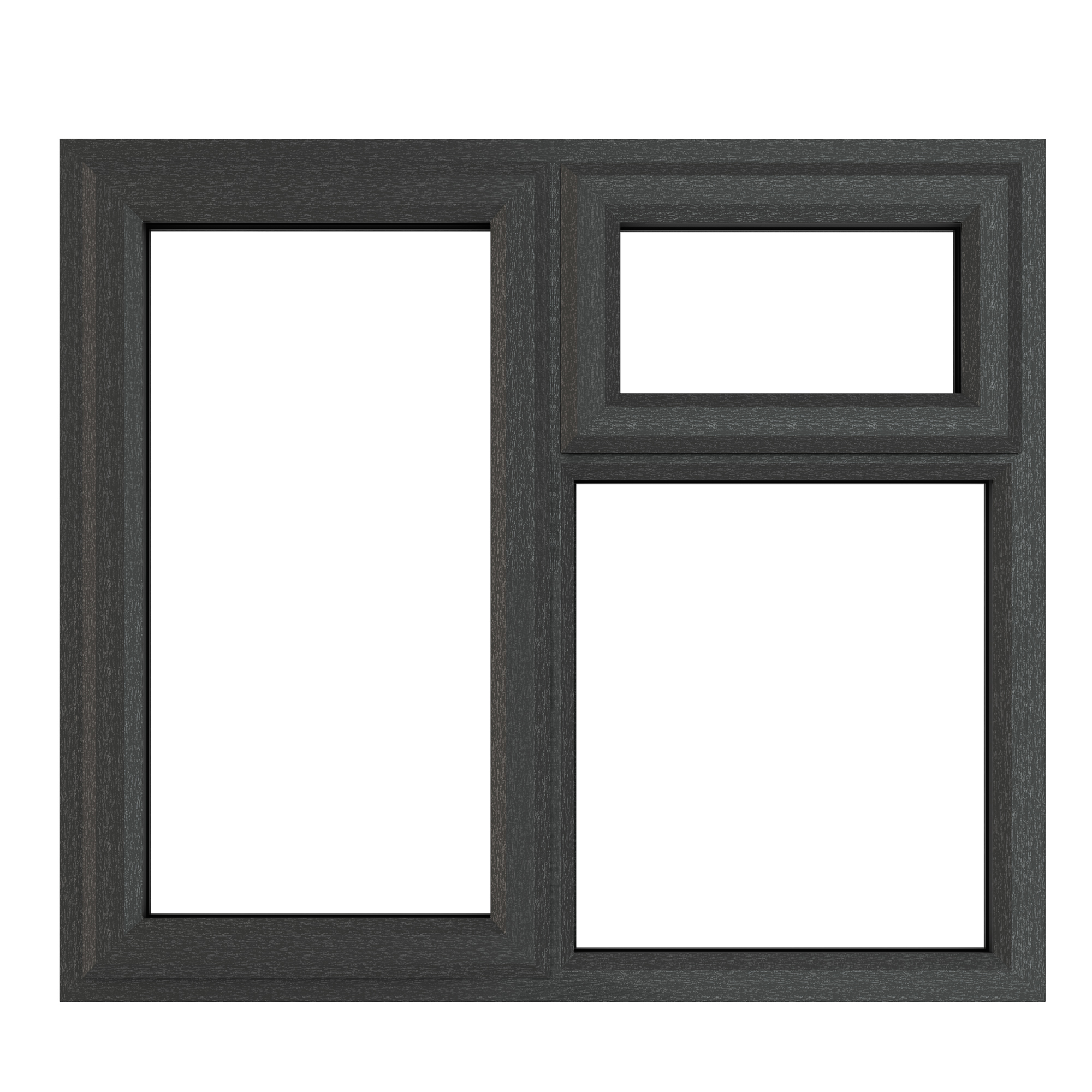 Crystal uPVC Window Grey 7016 external White Internal A Rated Left Hand Side Hung Next to a Top Opener Over a Fixed Light 1190mm x 1115mm Clear Glazing