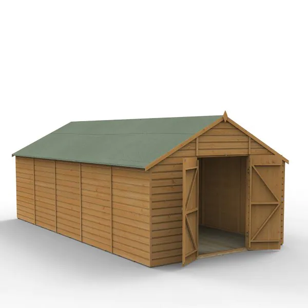 Forest Garden DTS Shiplap Dip Treated 10x20 Apex Shed - No Window, Double Door 