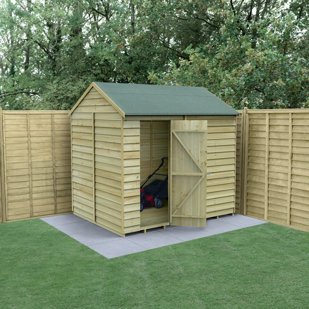 Forest Garden DTS Overlap Pressure Treated 8x6 Reverse Apex Shed - No Window 
