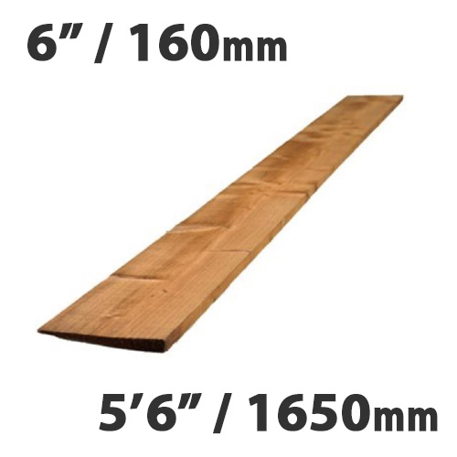 22mm x 150mm (6") Featheredge Brown Treated Fencing Boards - 1.65m (5'6'')