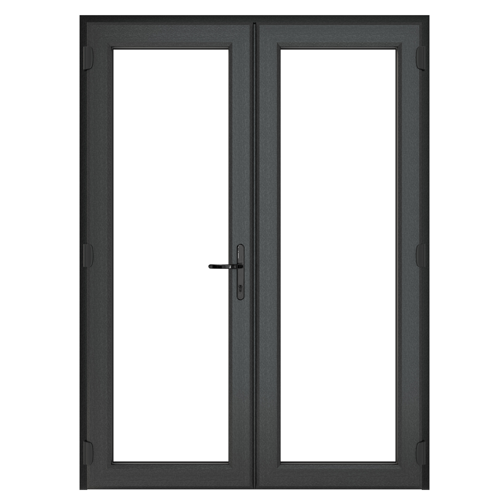 Crystal uPVC Grey 7016 External White Internal Clear French Door Left hand master 150mm Cill Included 1590mm x 2055mm Clear Glazing