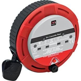 240V Cassette Cable Reel - 2 Gang 13A w/ Safety Cut-Out - 5m