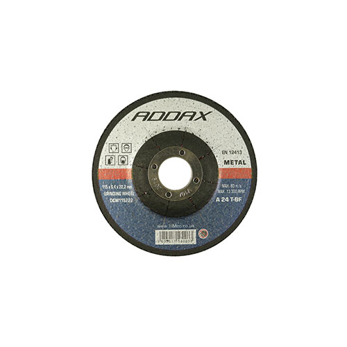 Addax Metal Grinding Bonded Abrasive Hard Disc: 115 x 6.4 x 22.2mm