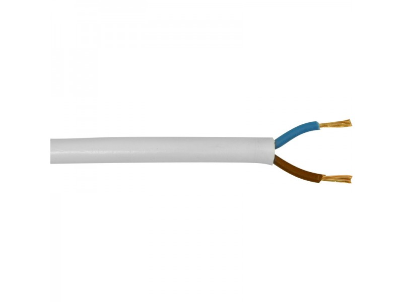 Pre-Cut Cable  - 0.75mm Two Core Flex (2182Y) - White - 10m