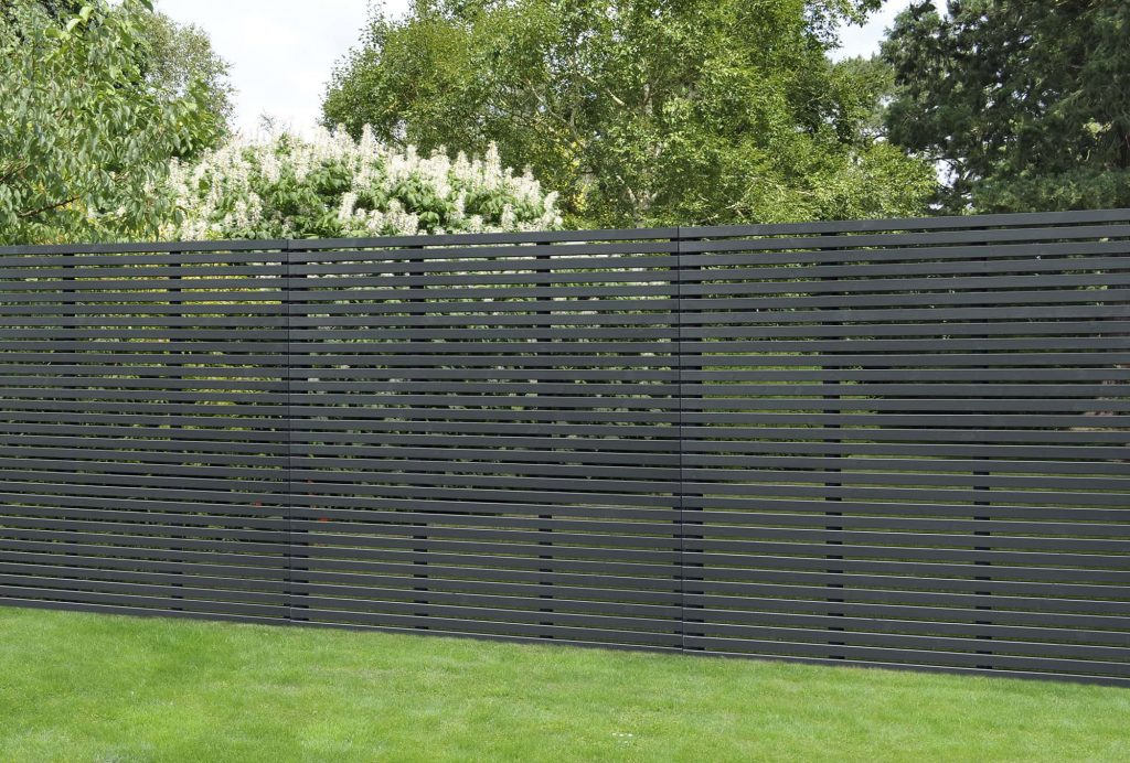 Forest Garden DTS 1.8m x 1.81m Contemporary Slatted Fence Panel - Anthracite Grey - Pack of 3 