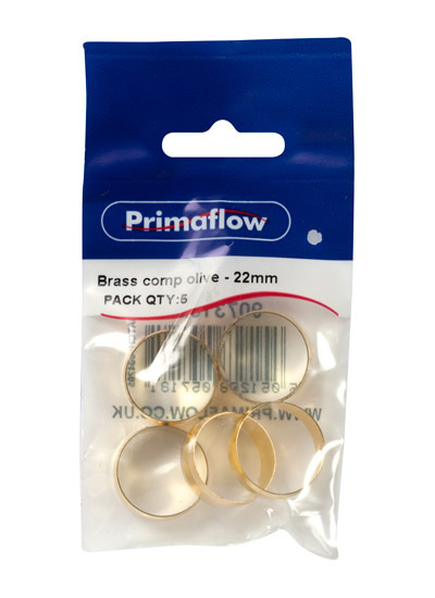 Pre-Packed Brass Compression Olive - 22mm (Pack of 5)