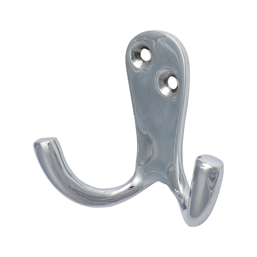 Timco 47 x 24mm Double Robe Hook - Polished Chrome