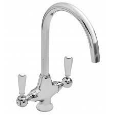 Edwardian QT monobloc sink mixer Porcelain chrome handle 