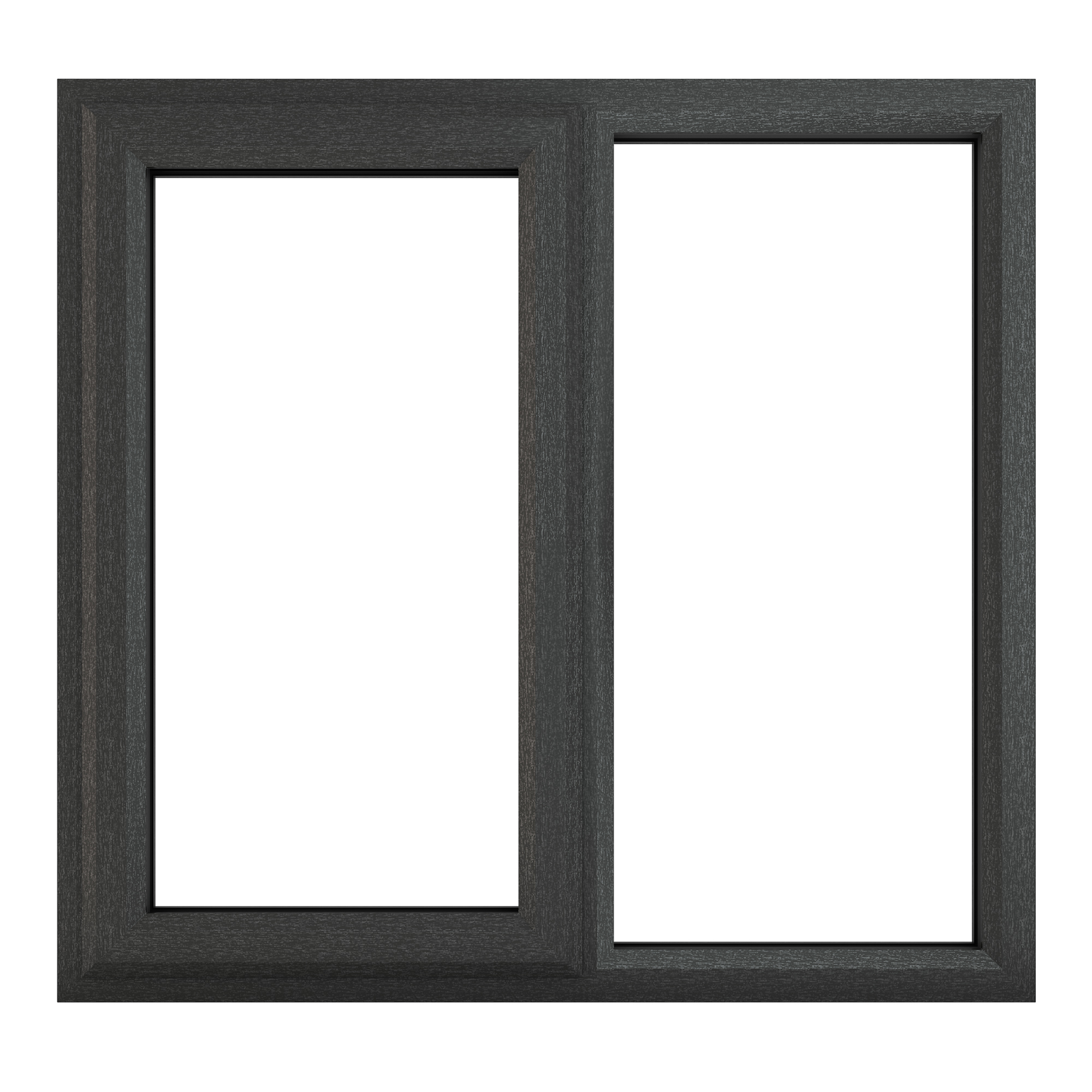 Crystal uPVC Window Grey 7016 external White Internal A Rated Left Hand Side Hung Next to a Fixed Light 1190mm x 1115mm Clear Glazing