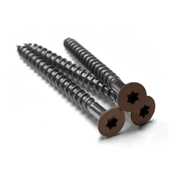 BuildDeck Solid Composite Face Fix Stainless Steel coloured Decking Screws - Redwood - Box of 100