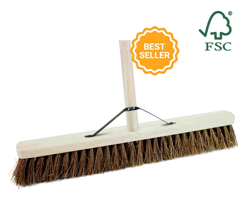 Brushware 24" (600mm) Stiff Bassine Head Broom c/w 1400mm Handle & Stay