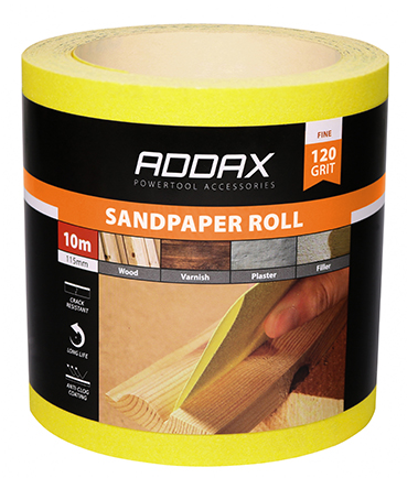 TIMCO Sandpaper Roll 120 Grit Yellow - 115mm x 10m