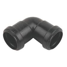 32mm Push Fit Waste 90' Knuckle Bend  - Black