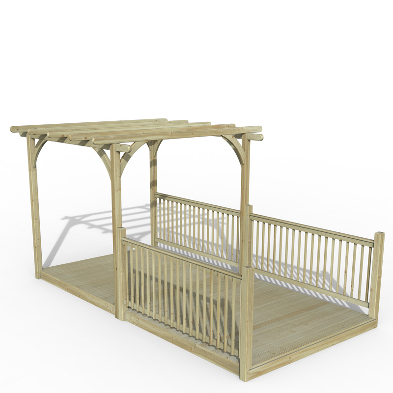 Forest Garden DTS Ultmia Pergola and Decking kit 4.8m with 3 x Balustrade 