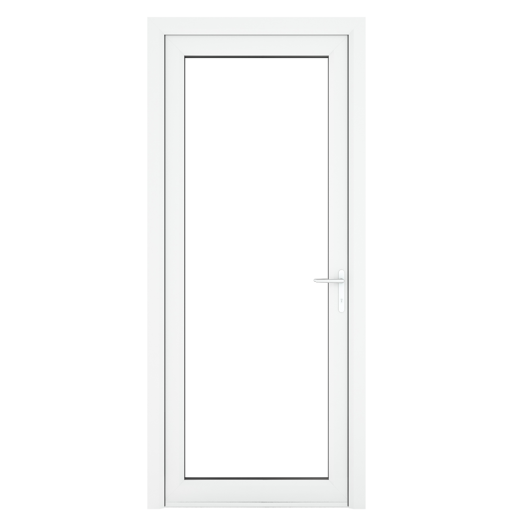 Crystal uPVC  White Clear Single Door Full Glass Left hand Open In 920mm x 2090mm Clear Glazing