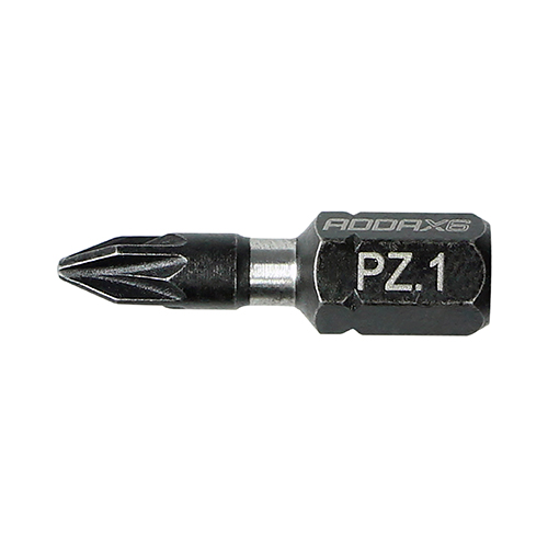Addax X6 No1 Toughened Impact Pozi PZ1 Driver Bits - 25mm - Pack of 10