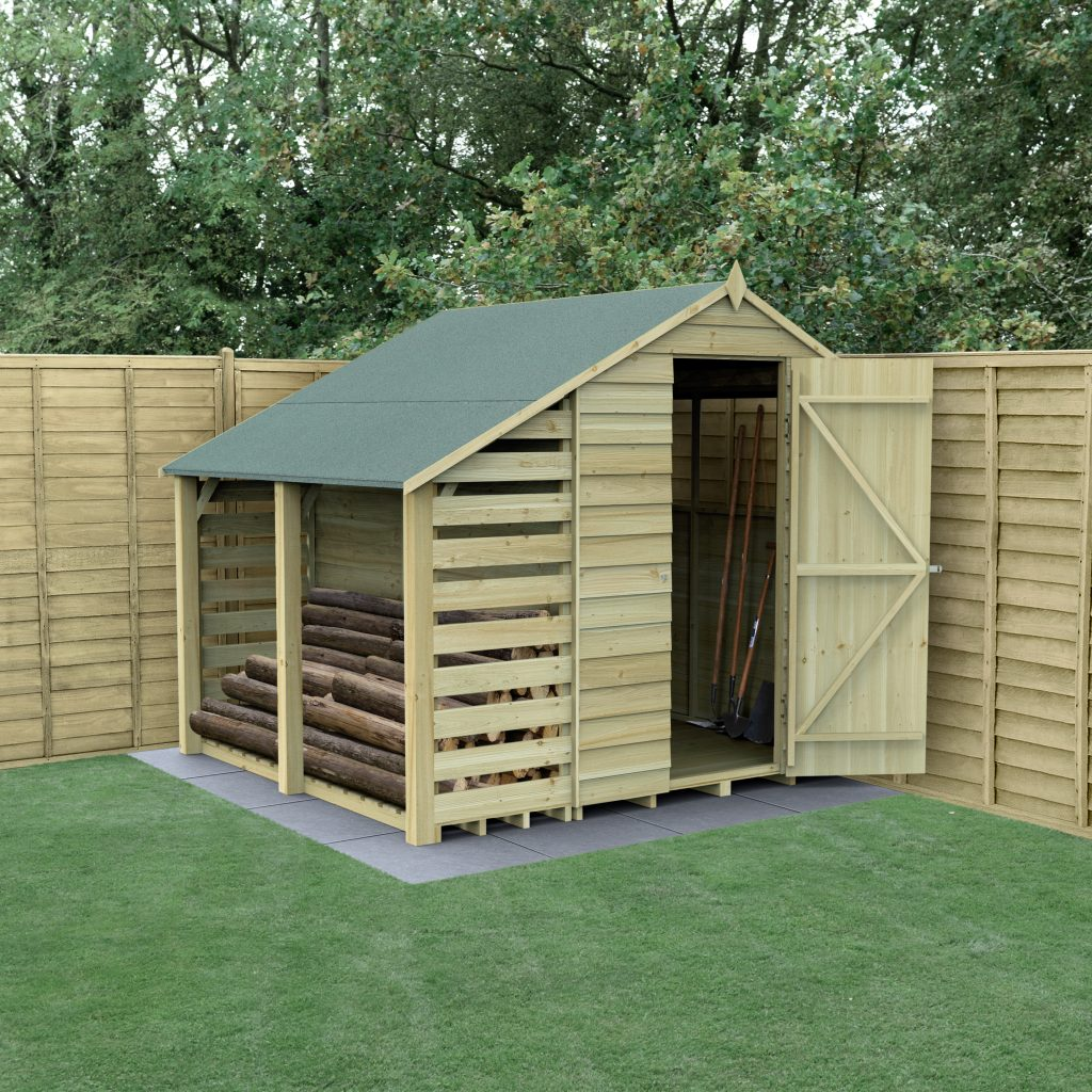 Forest Garden DTS Overlap Pressure Treated 5x7 Apex Shed with Lean To 