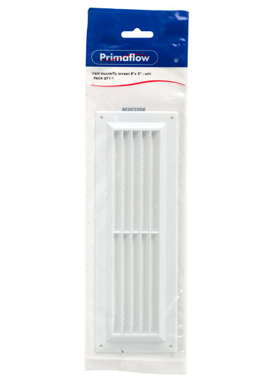 Pre-Packed Vent louvre/fly screen 9" x 3" - white
