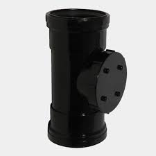 110mm Push Fit Double Socket Access Pipe - Black