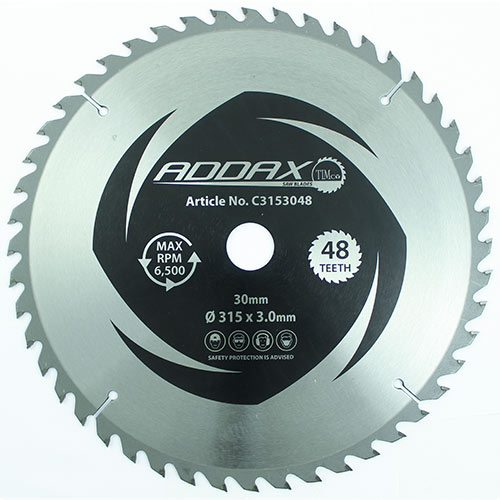 Addax TCT 216mm Crosscut (Softwood, Hardwood, Plywood & Laminates) Circular Saw Blade (30mm Bore) - 40 Teeth (Fine to Medium)