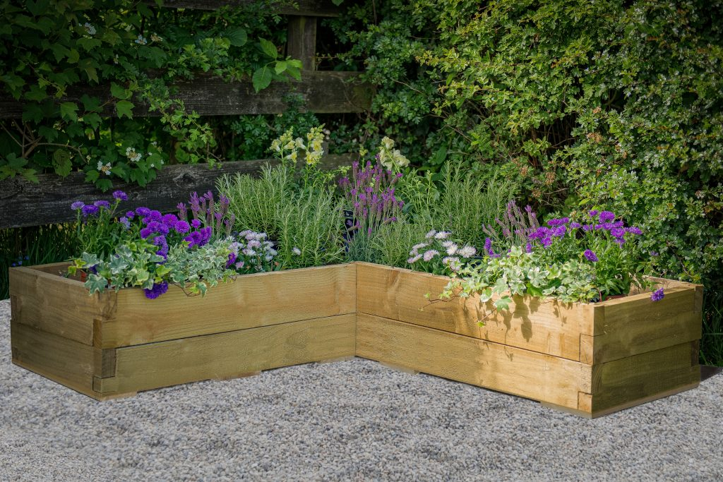 Forest Garden DTS Caledonian Corner Raised Bed - with Base 130 x 130cm  