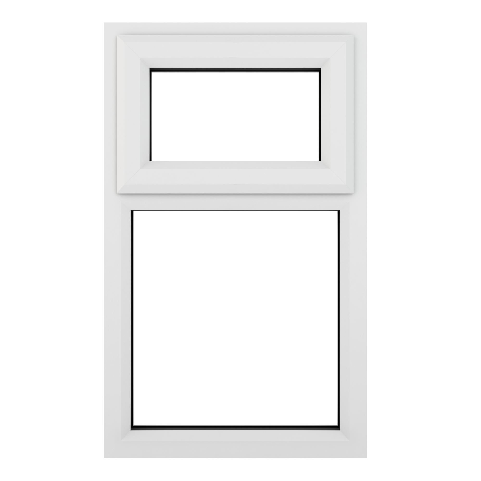 Crystal uPVC Window White A Rated Top Hung Opener Over Fixed Light 610mm x 1040mm Clear Glazing