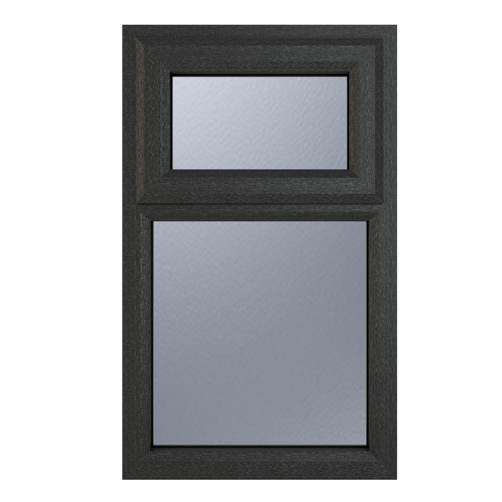 Crystal uPVC Window Grey 7016 external White Internal A Rated Top Hung Opener Over Fixed Light 1190mm x 965mm Obscure Glazing