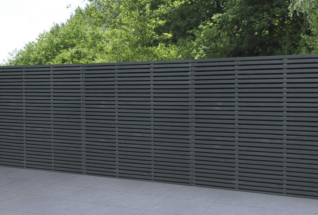 Forest Garden DTS 1.8m x 1.8m Contemporary Double Slatted Fence Panel - Anthracite Grey - Pack of 4 