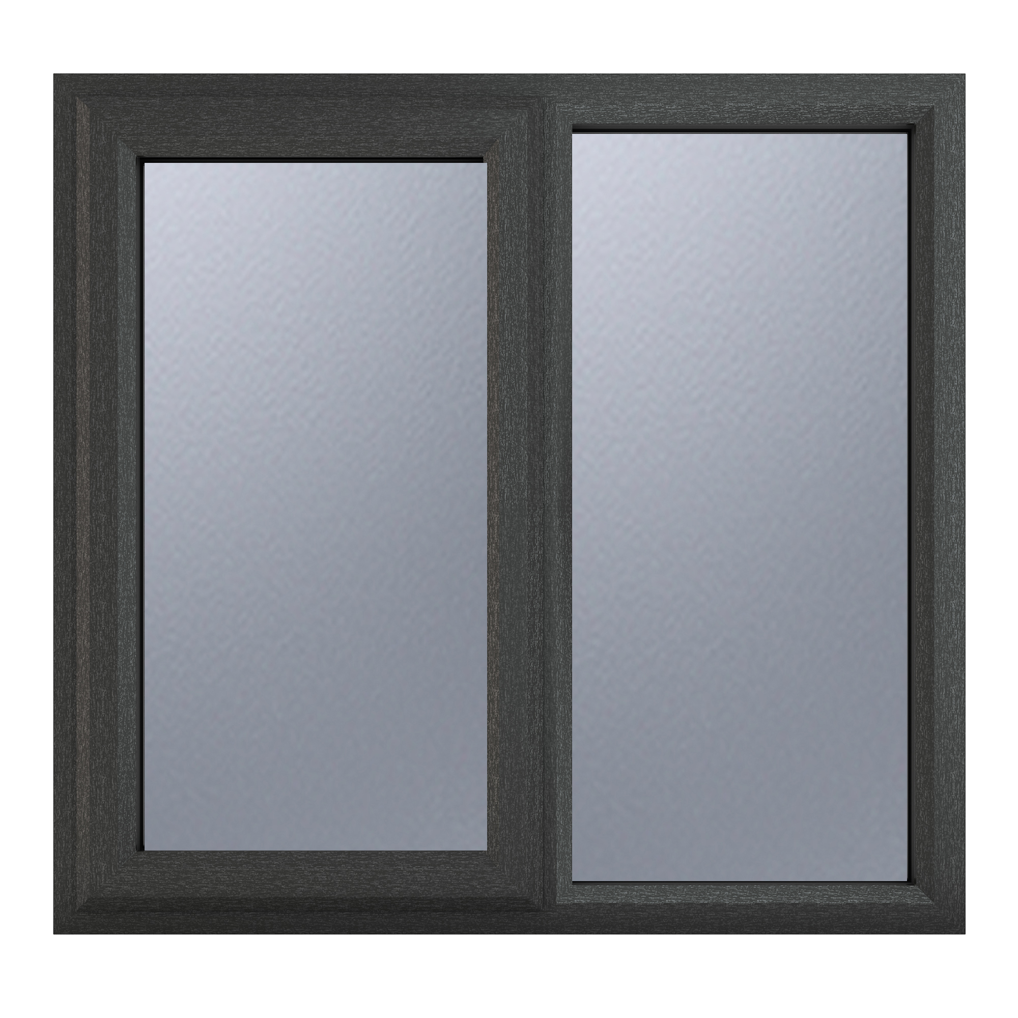 Crystal uPVC Window Grey 7016 external White Internal A Rated Left Hand Side Hung Next to a Fixed Light 1190mm x 1115mm Obscure Glazing