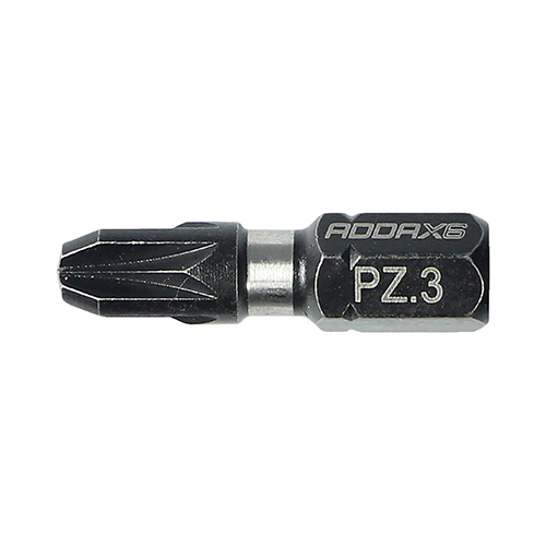 Addax X6 No3 Toughened Impact Pozi PZ3 Driver Bits - 25mm - Pack of 10