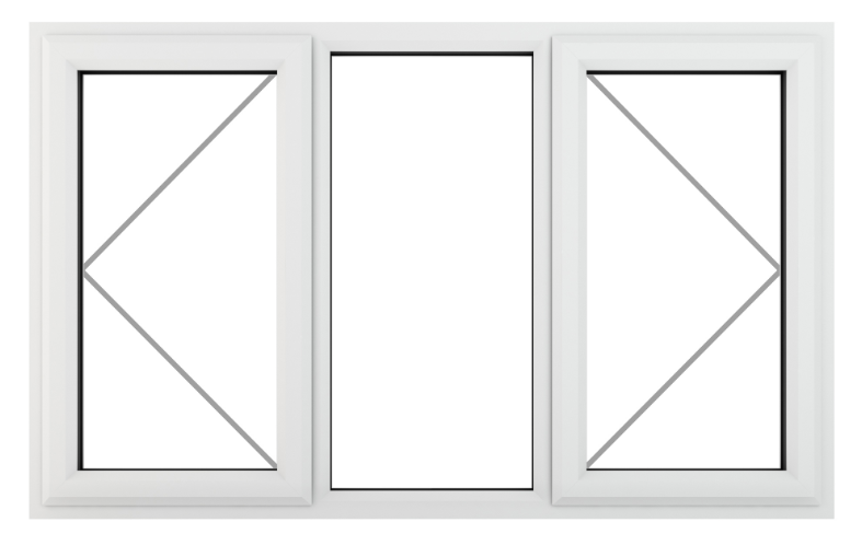Crystal uPVC Window White A Rated Left and Right Hand Side Hung Fixed Center 1770mm x 1190mm Clear Glazing