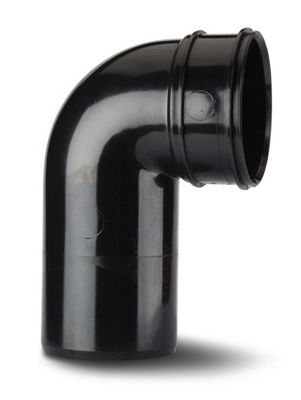 Polypipe 110mm Solvent Soil 90 Degree Single Socket Bend (Long Tail) - Black