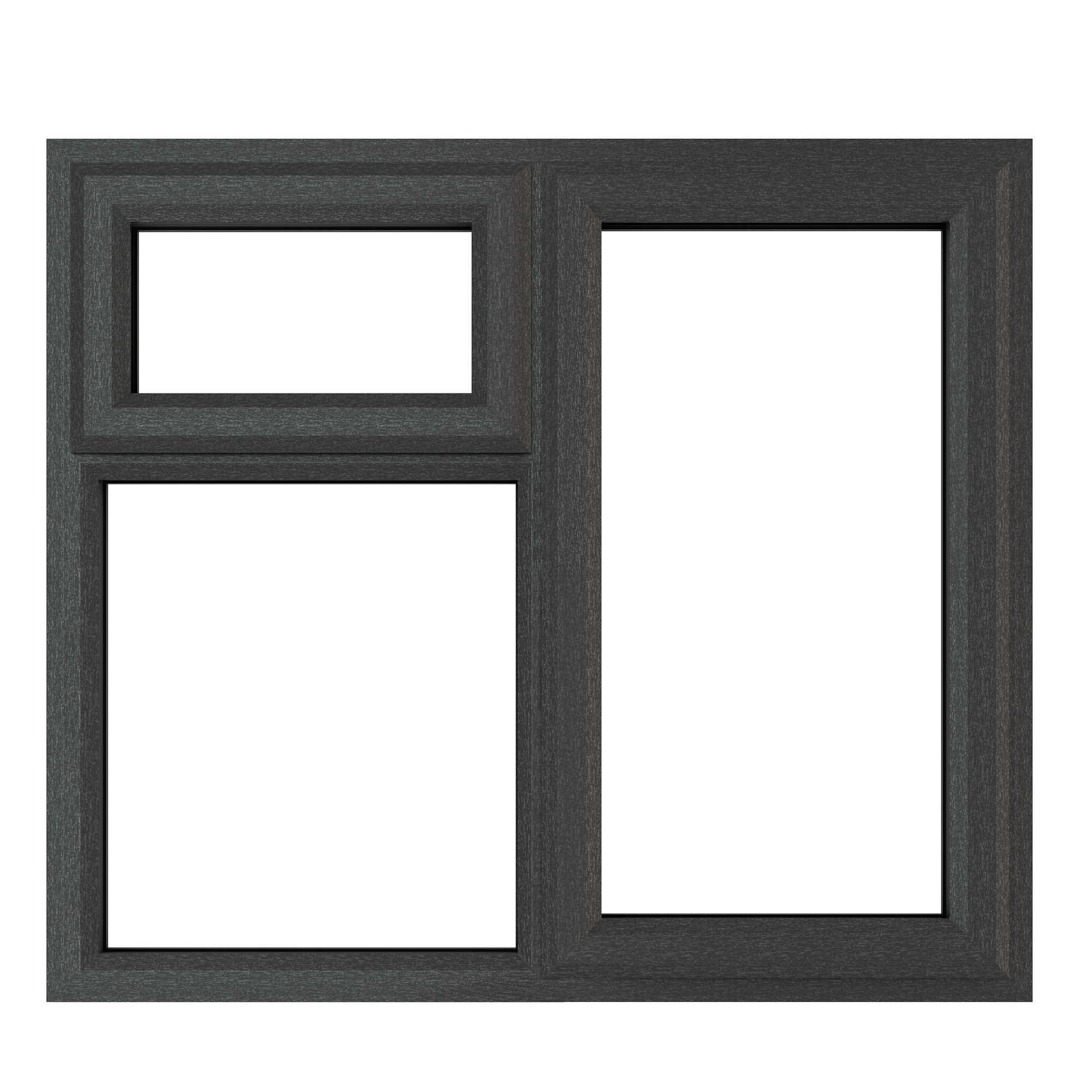 Crystal uPVC Window Grey 7016 external White Internal A Rated Right Hand Side Hung Next to a Top Opener Over a Fixed Light 1190mm x 1040mm Clear Glazing