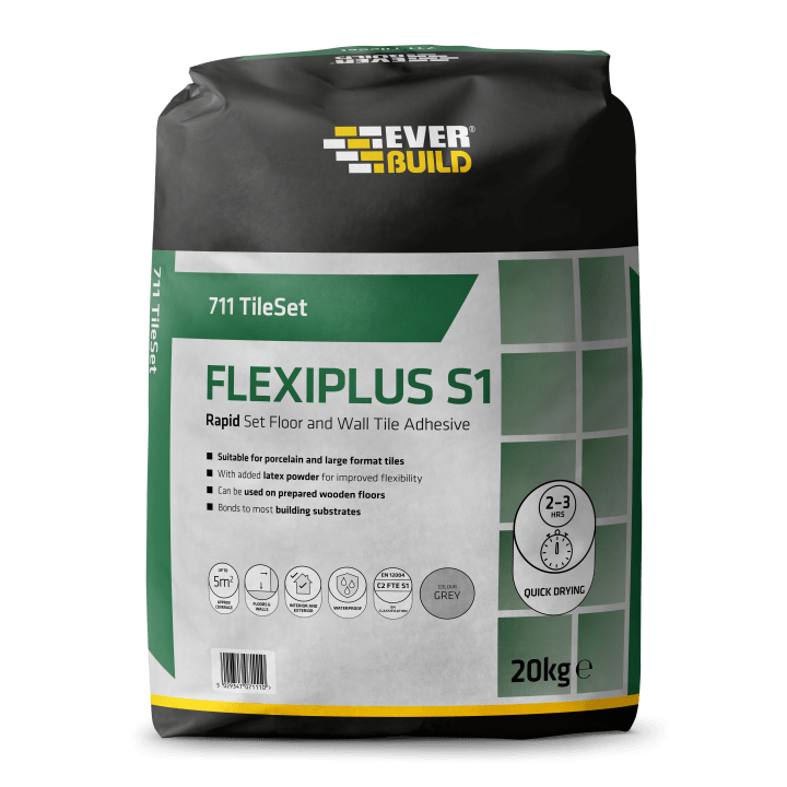 Everbuild 711 Rapid Set Flexi Plus Tile Adhesive Powder - 10kg