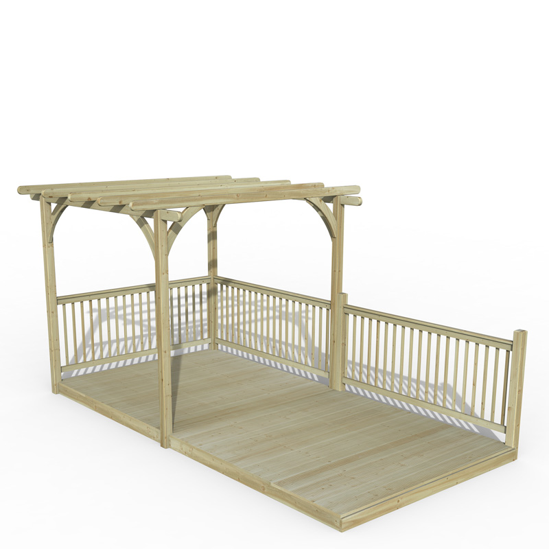Forest Garden DTS Ultmia Pergola and Decking kit 4.8m with 3 x Balustrade 
