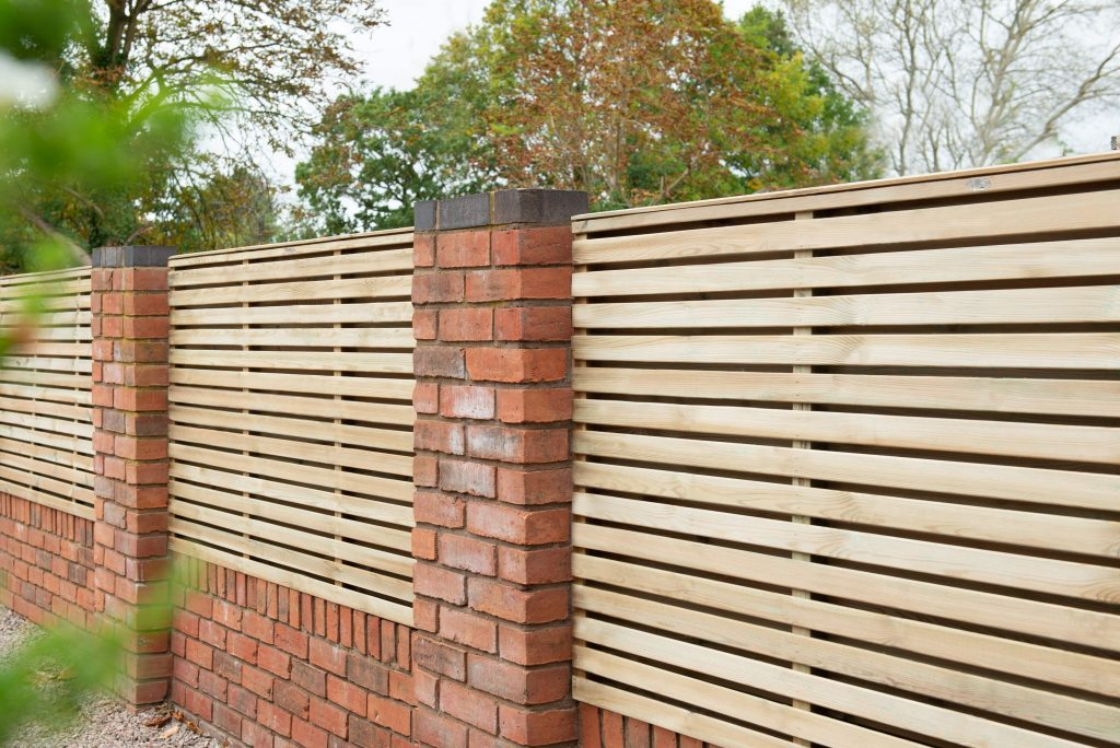Forest Garden DTS 1.8m x 1.2m Pressure Treated Contemporary Double Slatted Fence Panel  - Pack of 4 