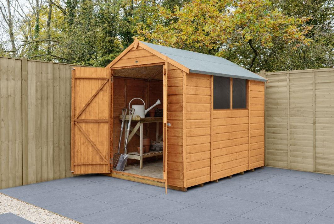Forest Garden DTS Shiplap Dip Treated 8x6 Apex Shed - Double Door 