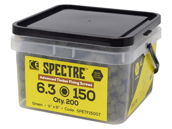 Timberfix Woodscrews: 6.3mm x 150mm (Tub of 200)