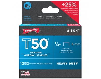 Arrow T50 Staples 10mm 1/4" (Pack of 1250)