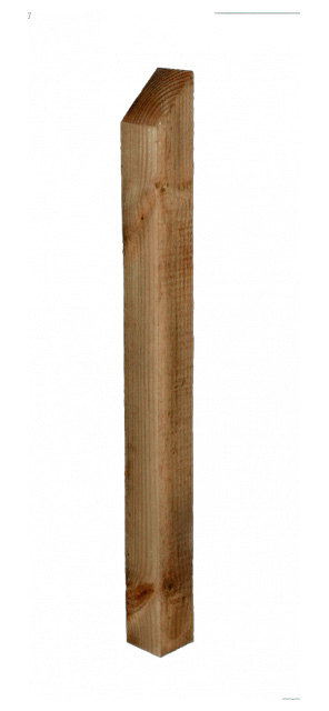 1800 x 125 x 75mm Back-Weathered Fence Post (For Rail) - Brown