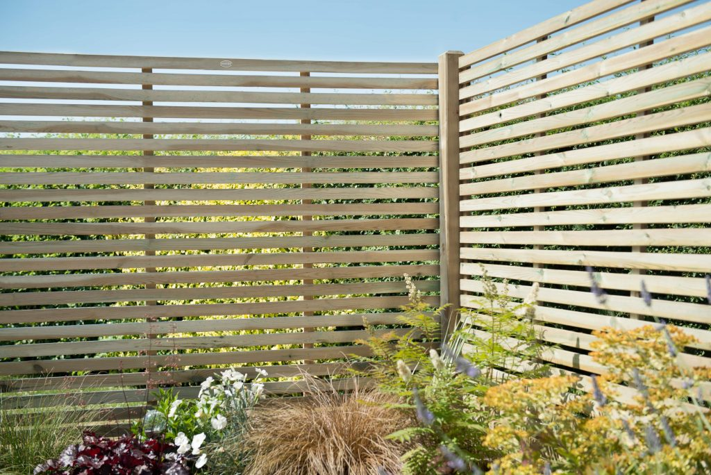 Forest Garden DTS 1.8m x 1.5m Pressure Treated Contemporary Slatted Fence Panel  - Pack of 5 
