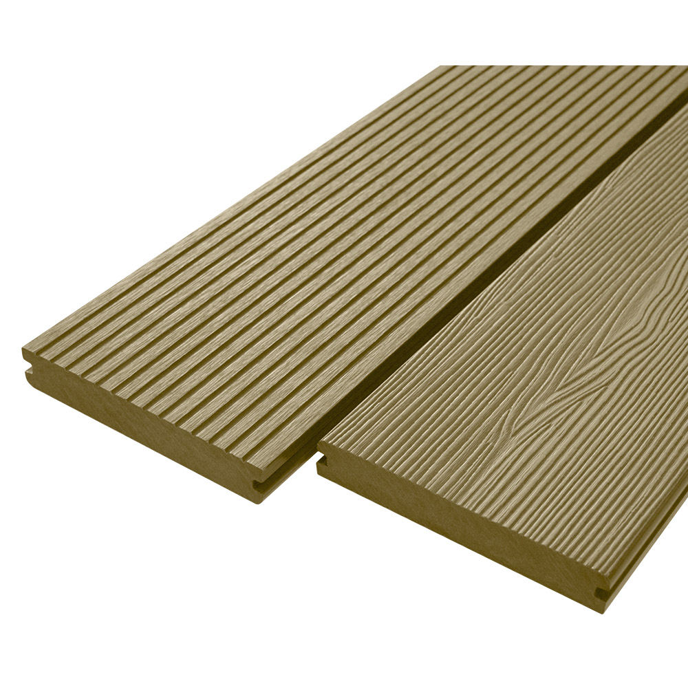 BuildDeck VINTAGE Solid Dual-Sided Composite Decking (Woodgrain/Low-Slip Castle) - Teak - 146 x 23 x 3600mm (3.6m)