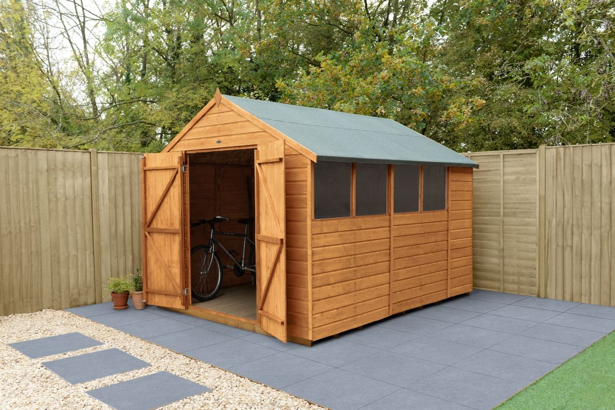 Forest Garden DTS Shiplap Dip Treated 10x8 Apex Shed - Double Door 
